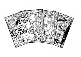 Lot de 4 tableaux pocket animaux